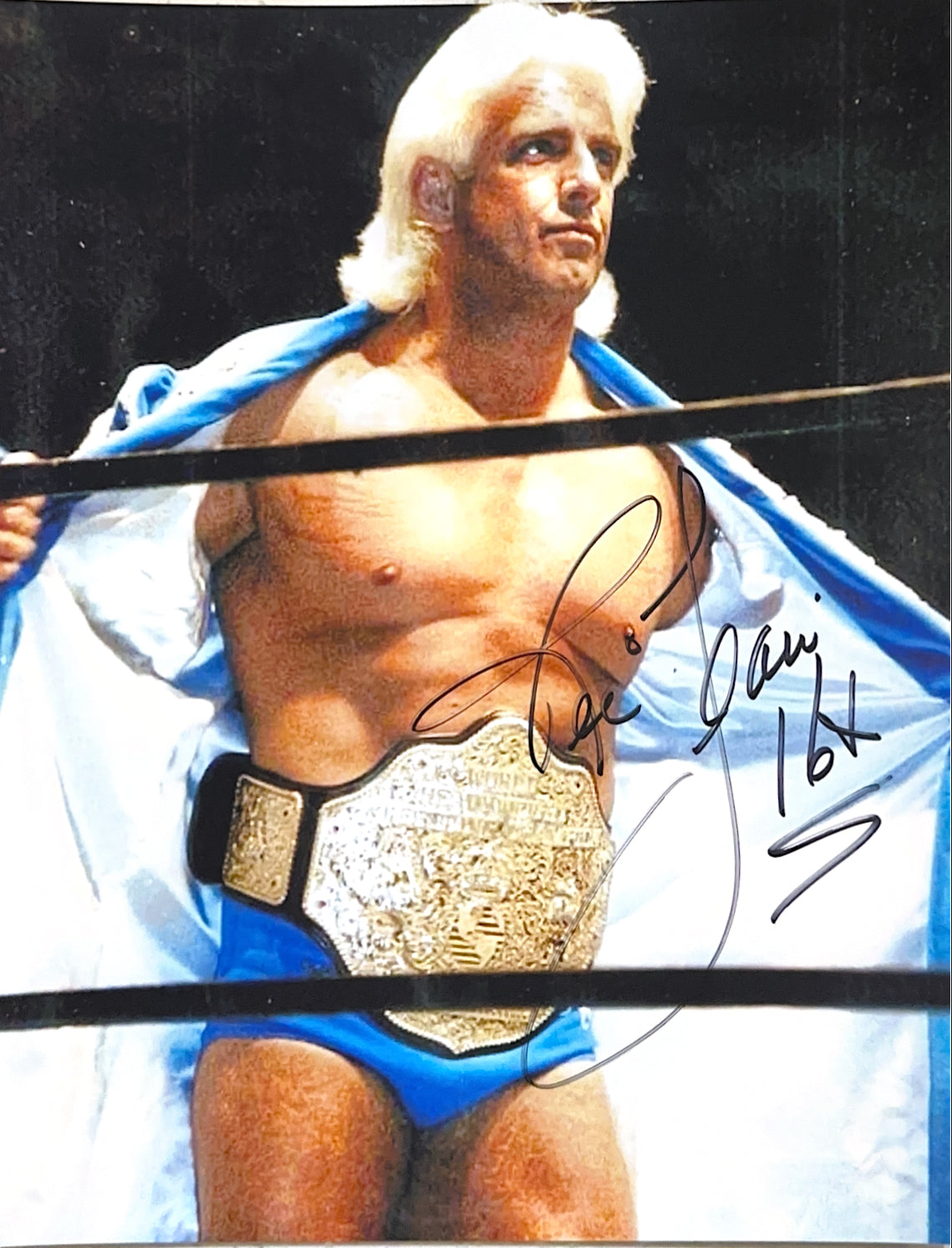 Autographed Wrestling Champion Belt Photo