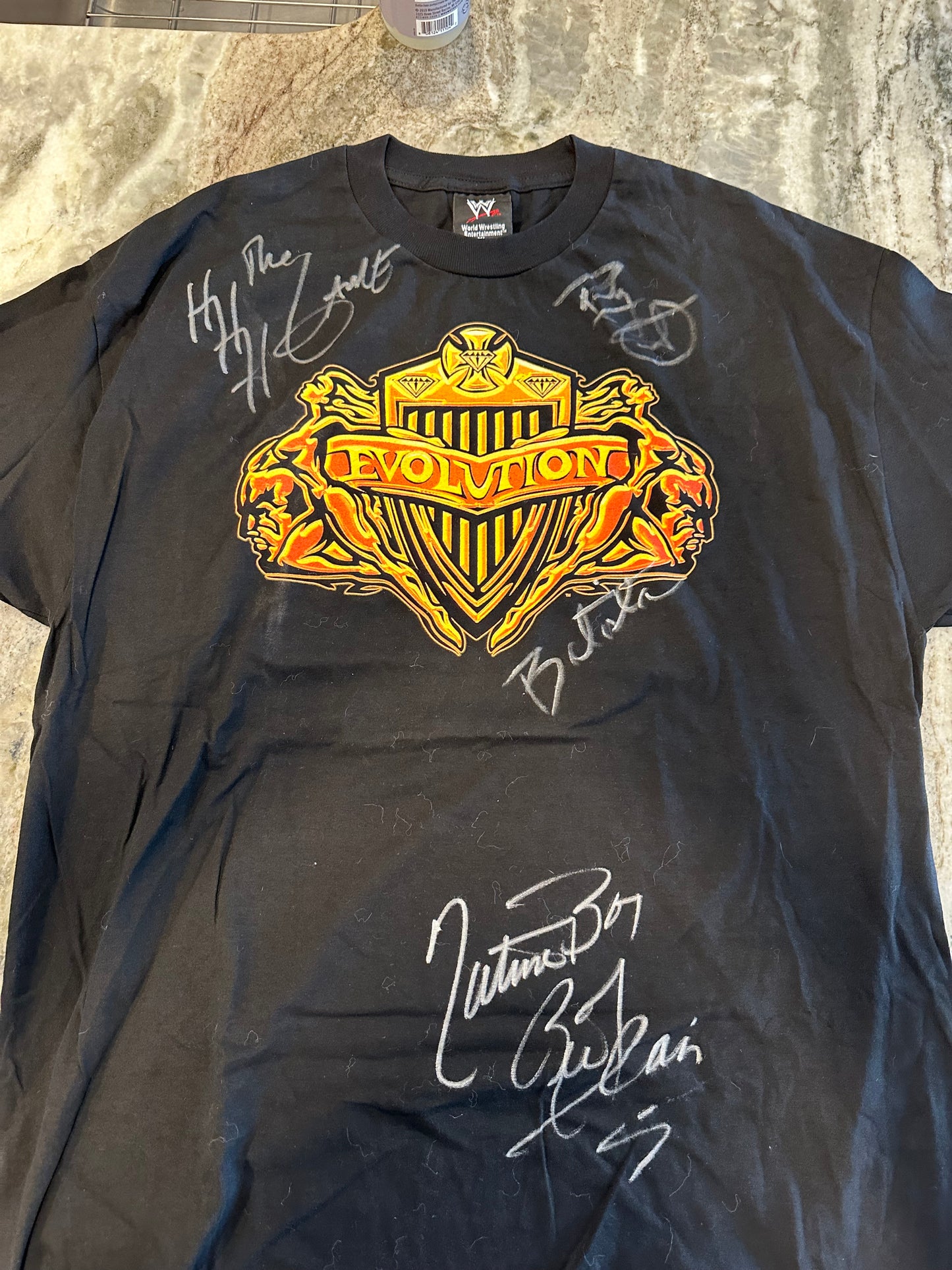 Triple H, Batista, Orton, Flair signed shirt