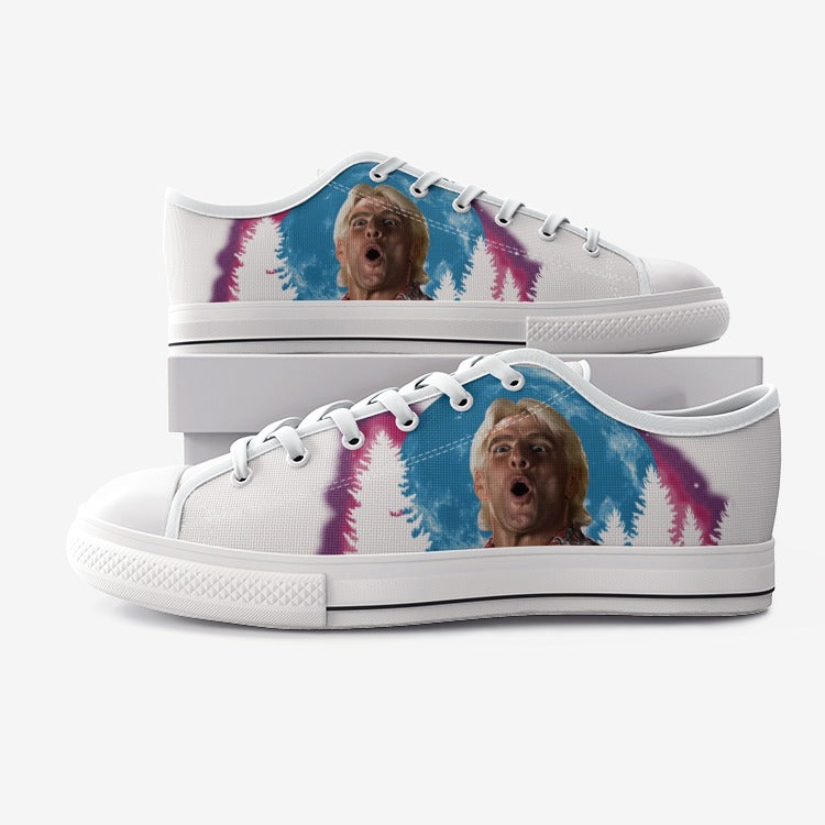 WOOOOO At The Moon Unisex Low Top Canvas Shoes