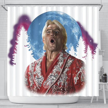WOOOOO At The Moon Shower Curtain